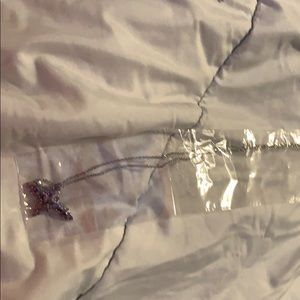 Silver and purple crystal necklace